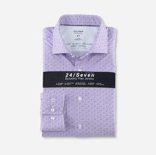 Load image into Gallery viewer, OLYMP -  24/7 Modern Fit Blue Patterned Shirt, Purple (Size 43 Only)
