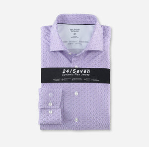 OLYMP -  24/7 Modern Fit Blue Patterned Shirt, Purple (Size 43 Only)