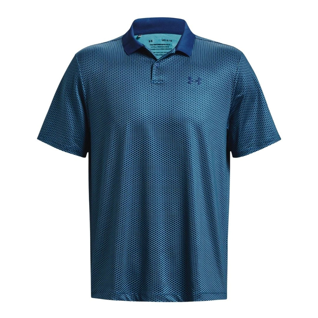 Under Armour - Performance 3.0 Printed Polo Shirt, Blue Mirage