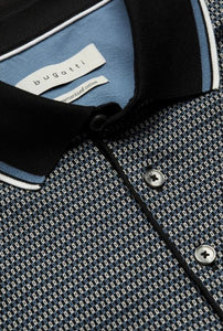 3XL Bugatti -  Patterned Polo Shirt, Navy