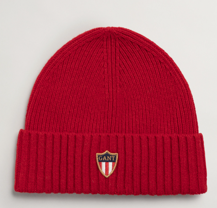 Gant - Banner Shield Wool Beanie, Bright Red