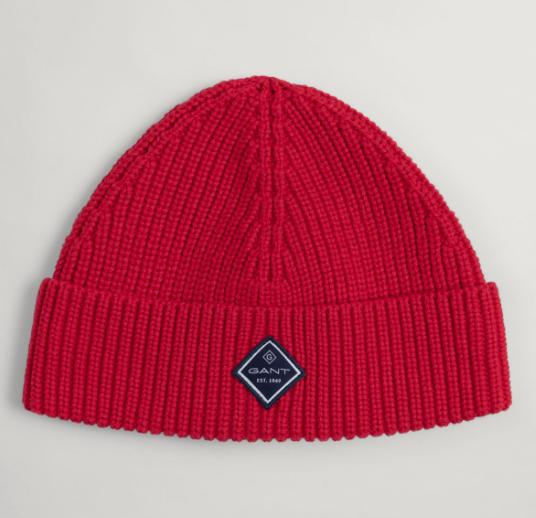 GANT - Cotton Rib Knit Hat, Red