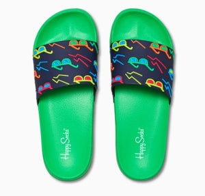 Happy Socks - Pool Sliders Sunny Days, Green (Size 40/41 Only)