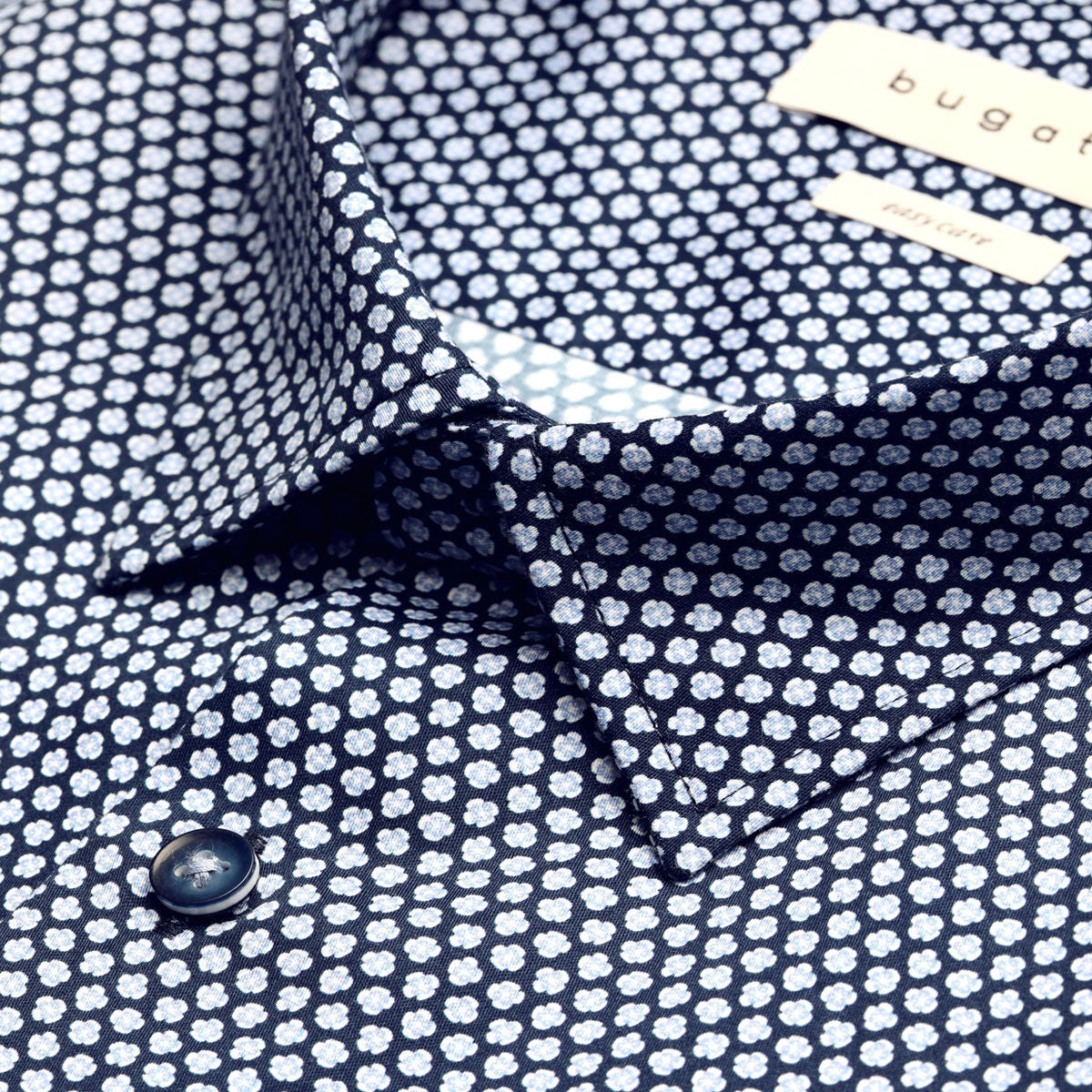 Bugatti - Navy Blue Print Shirt, Modern Fit | Bugatti | Tector Menswear
