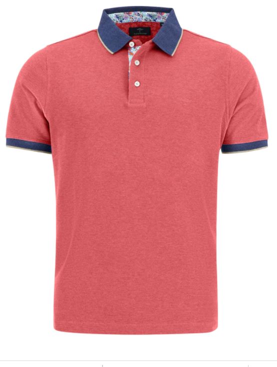 Fynch-Hatton - Polo with Contrast Collar, Flamingo